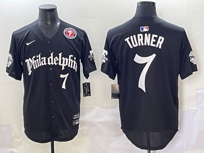Men 2025 Philadelphia Phillies #7 Turner Black Five generations Joint Name Nike MLB Jersey style 3